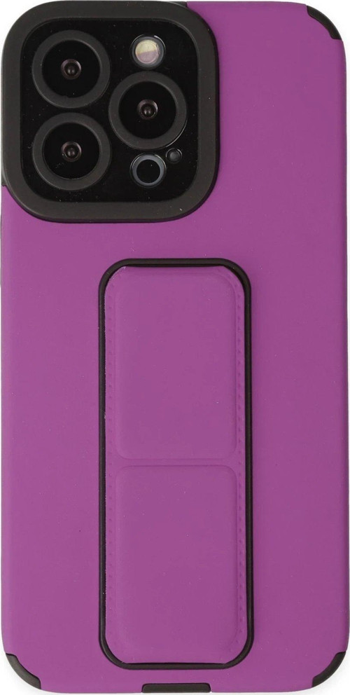 Iphone 13 Kılıf Mega Standlı Silikon - Mor-(5796)