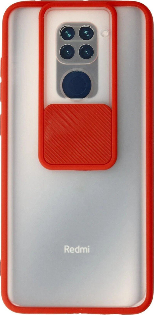 Redmi Note 9 Kılıf Palm Buzlu Kamera Sürgülü Silikon - Kırmızı-(5796)
