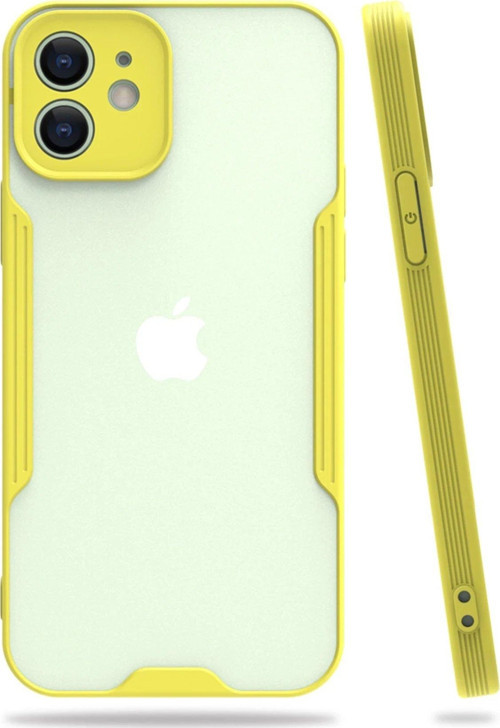 Iphone 12 Kılıf Platin Silikon - Sarı-(5796)