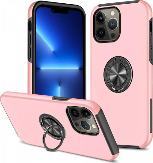 Iphone 13 Kılıf Elit Yüzüklü Kapak - Pembe-(5796)