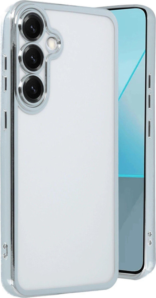 Galaxy S25 Kılıf Lensli Silikon - Gümüş-(5796)
