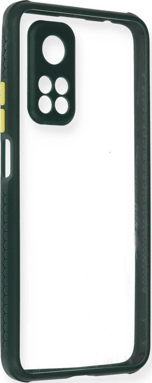 Mi 10T Kılıf Miami Şeffaf Silikon - Koyu Yeşil-(5796)