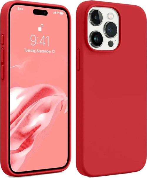 Iphone 15 Kılıf First Silikon - Kırmızı-(5796)