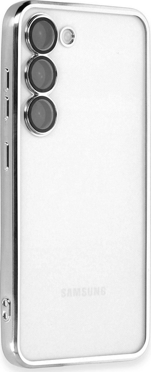 Galaxy S24 Kılıf Lensli Silikon - Gümüş-(5796)