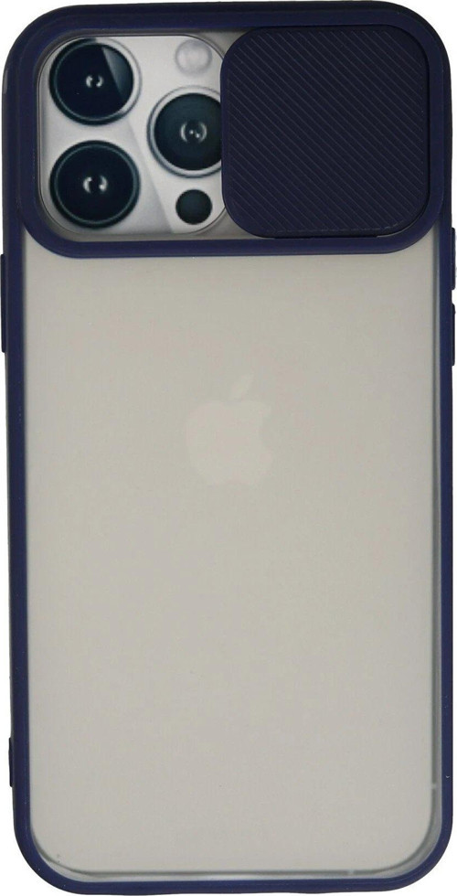 Iphone 13 Kılıf Palm Buzlu Kamera Sürgülü Silikon - Lacivert-(5796)