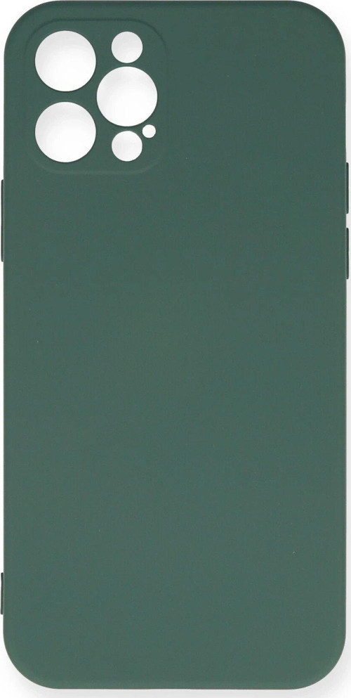 Iphone 12 Kılıf Nano Içi Kadife Silikon - Koyu Yeşil-(5796)