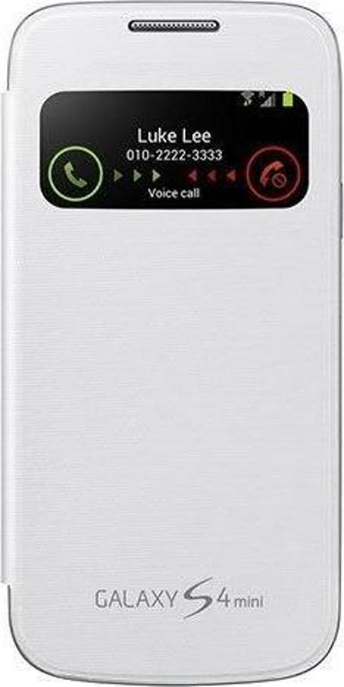 Galaxy S4 Mini i9190 ile Uyumlu S View Cover Kılıf Beyaz EF-CI919BWEGWW