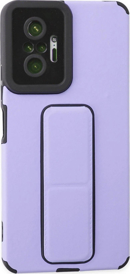 Redmi Note 10 Kılıf Mega Standlı Silikon - Lila-(5796)