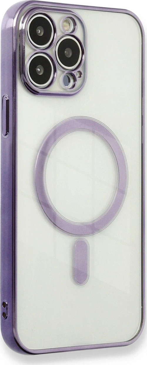 Iphone 13 Kılıf Magneticsafe Lazer Silikon - Mor-(5796)