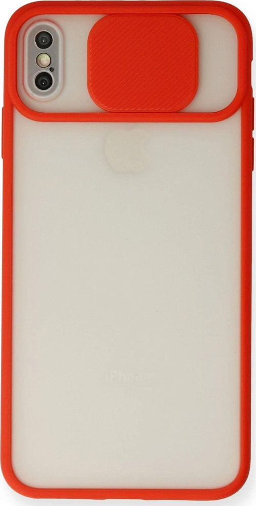 Iphone Xs Kılıf Palm Buzlu Kamera Sürgülü Silikon - Kırmızı-(5796)