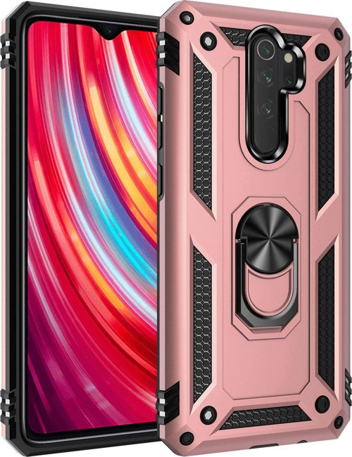 Redmi Note 8 Kılıf Sofya Yüzüklü Silikon Kapak - Rose-(5796)