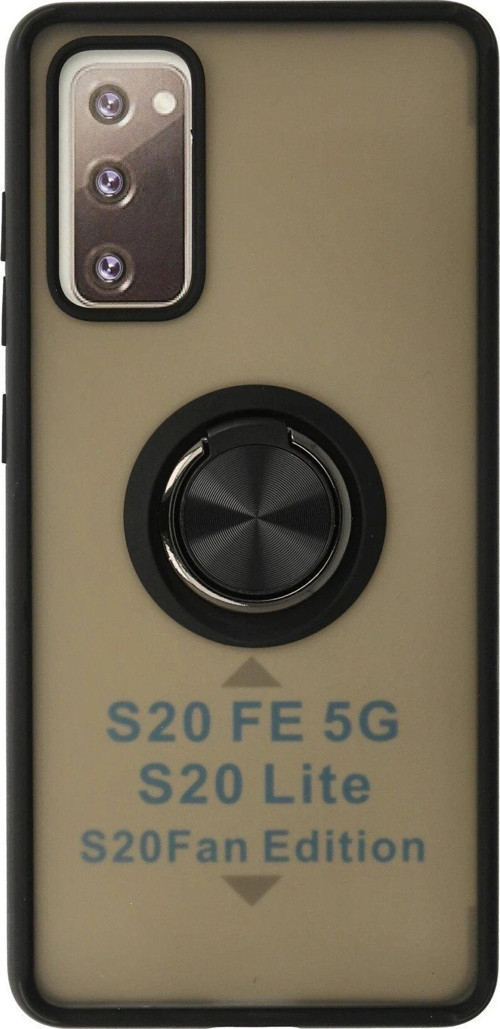 Galaxy S20 Fe Kılıf Montreal Yüzüklü Silikon Kapak - Siyah-(5796)