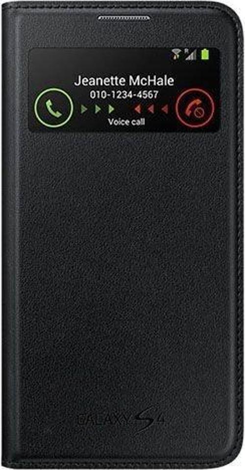 Galaxy S4 i9500 ile Uyumlu Kılıf S View Cover (Deri) Siyah EF-MI950B