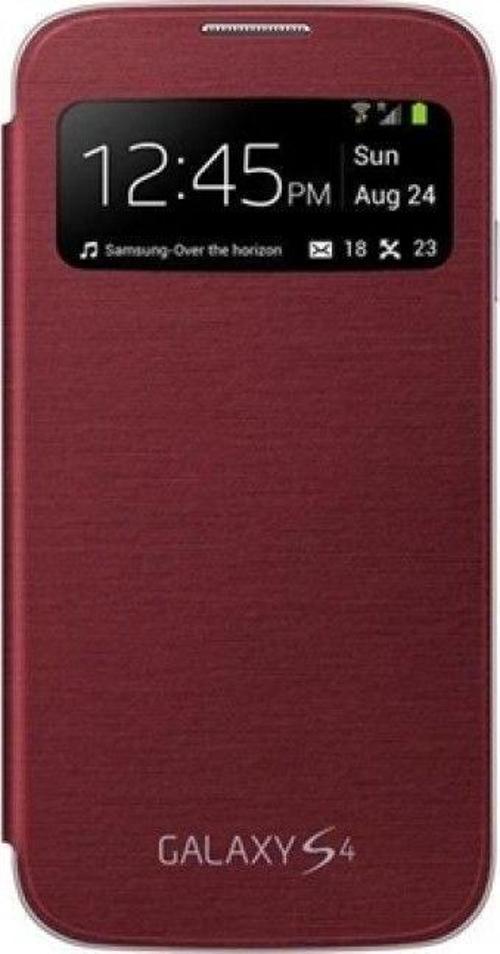 Galaxy S4 i9500 ile Uyumlu S View Cover Kılıf Kırmızı EF-CI950BREGWW