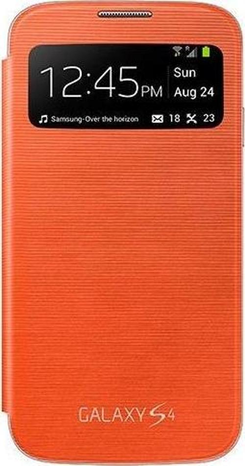 Galaxy S4 i9500 ile Uyumlu S View Cover Kılıf Turuncu EF-CI950BOEGWW