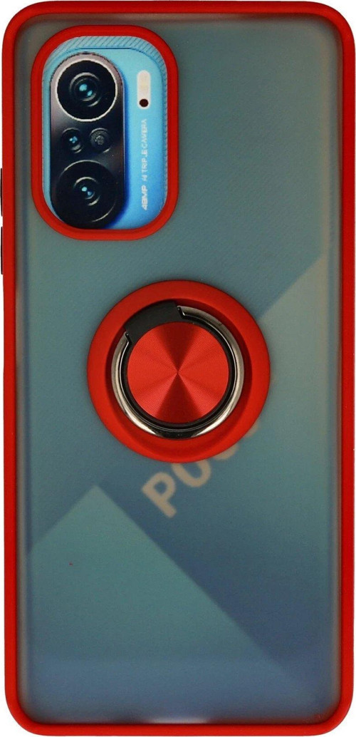 Redmi K40 Kılıf Montreal Yüzüklü Silikon Kapak - Kırmızı-(5796)