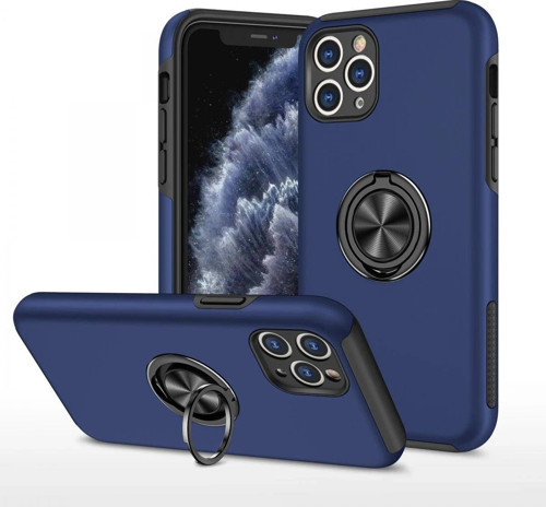 Iphone 11 Kılıf Elit Yüzüklü Kapak - Lacivert-(5796)