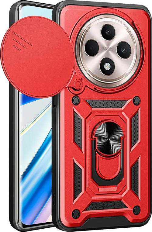 Redmi 14C Kılıf Pars Lens Yüzüklü Silikon - Kırmızı-(5796)