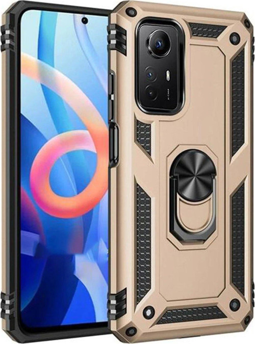 Redmi Note 12S Kılıf Sofya Yüzüklü Silikon Kapak - Gold-(5796)