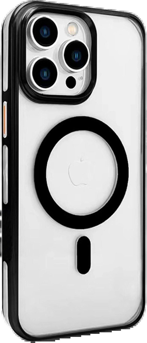 Iphone 15 Gleam Pc Sert Magsafe Kılıf - Şeffaf-Siyah-(5796)