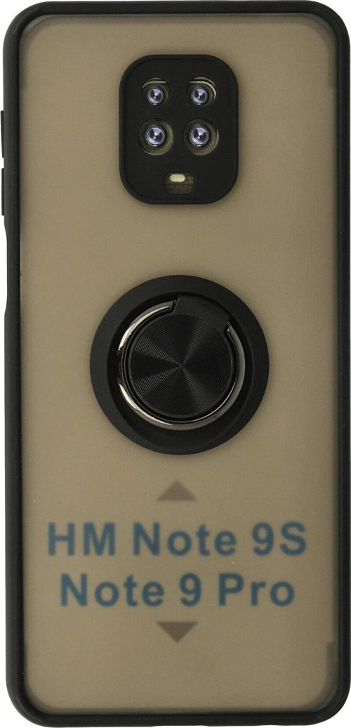 Redmi Note 9 Kılıf Montreal Yüzüklü Silikon Kapak - Siyah-(5796)