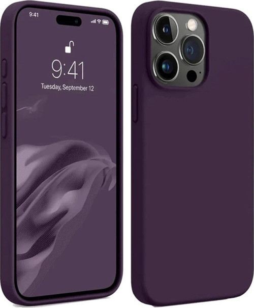 Iphone 15 Kılıf First Silikon - Mürdüm-(5796)
