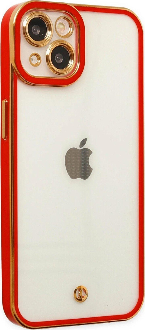 Iphone 14 Kılıf Liva Lens Silikon - Kırmızı-(5796)