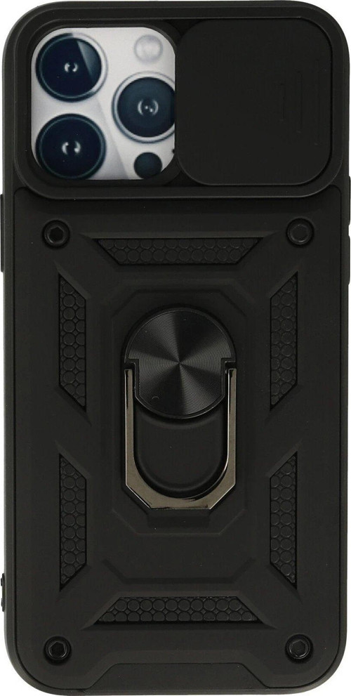 Iphone 13 Kılıf Pars Lens Yüzüklü Silikon - Siyah-(5796)