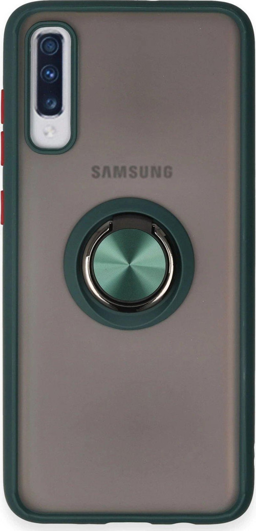 Galaxy A70 Kılıf Montreal Yüzüklü Silikon Kapak - Yeşil-(5796)