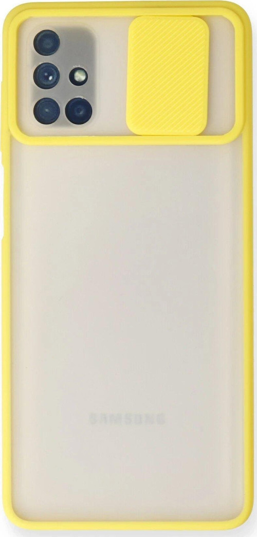 Galaxy M51 Kılıf Palm Buzlu Kamera Sürgülü Silikon - Sarı-(5796)