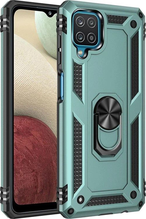 Galaxy A22 Kılıf Sofya Yüzüklü Silikon Kapak - Yeşil-(5796)