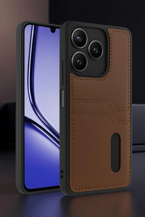Note 50 4G Kılıf Sara Kartvizitli Deri Kılıf - Taba-(5796)