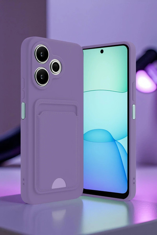 Redmi 13 4G Kılıf Kelvin Kartvizitli Silikon - Bordo-(5796)