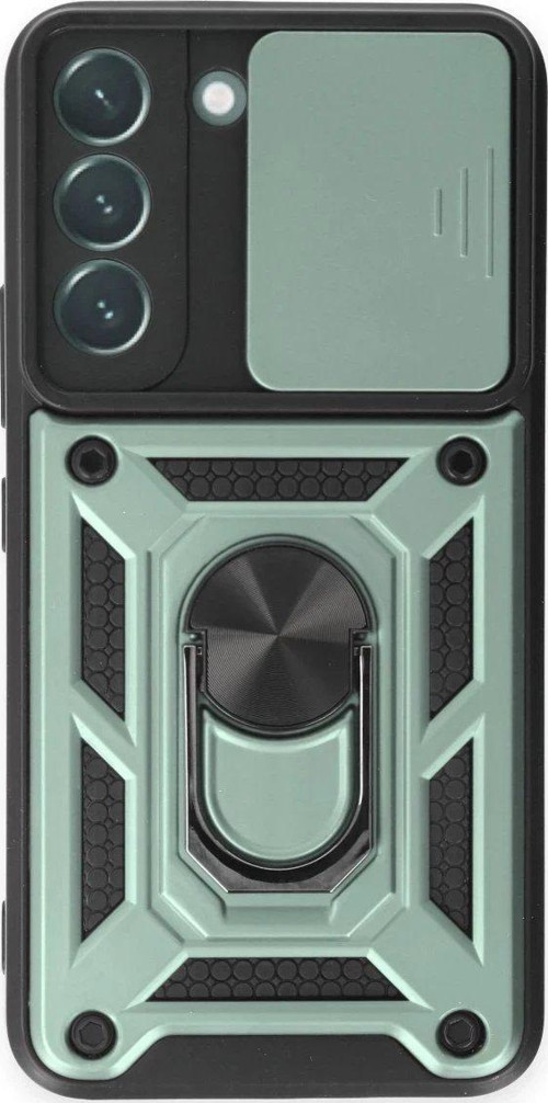 Galaxy S24 Kılıf Pars Lens Yüzüklü Silikon - Yeşil-(5796)