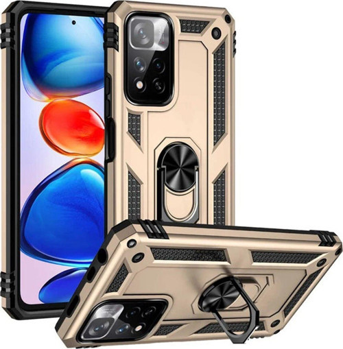 Redmi Note 11 5G Kılıf Sofya Yüzüklü Silikon Kapak - Gold-(5796)