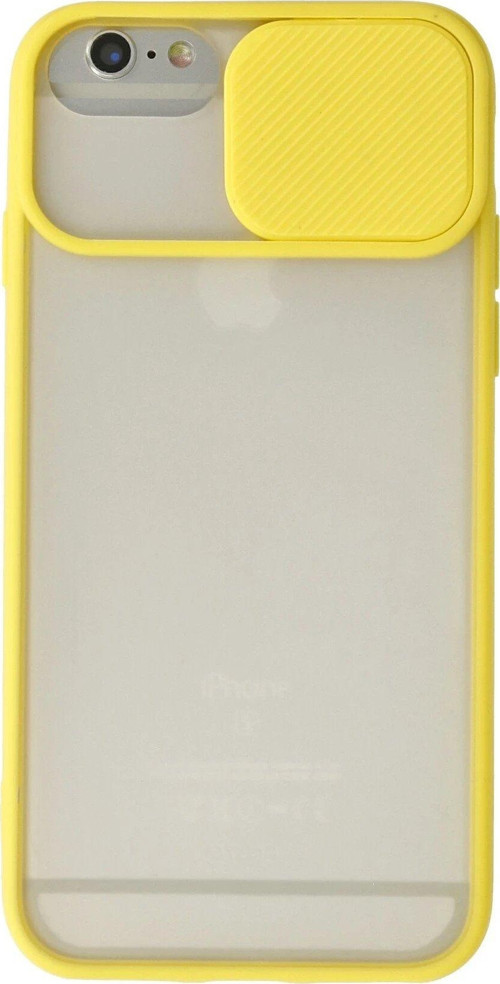 Iphone 6 Kılıf Palm Buzlu Kamera Sürgülü Silikon - Sarı-(5796)
