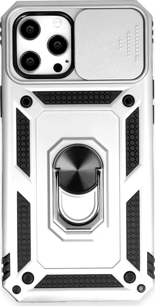 Iphone 12 Kılıf Pars Lens Yüzüklü Silikon - Gümüş-(5796)