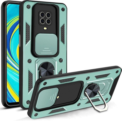 Redmi Note 9 Kılıf Pars Lens Yüzüklü Silikon - Yeşil-(5796)