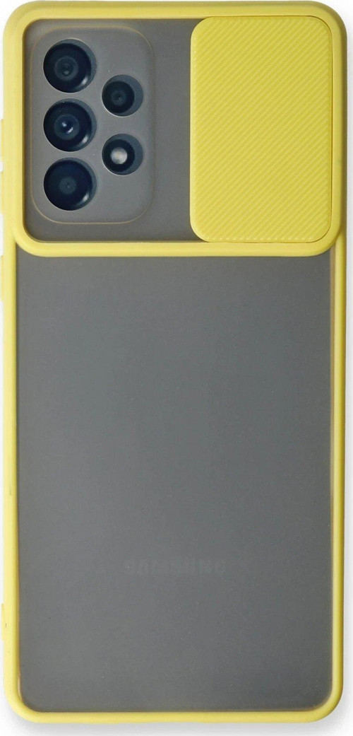 Galaxy A33 5G Kılıf Palm Buzlu Kamera Sürgülü Silikon - Sarı-(5796)