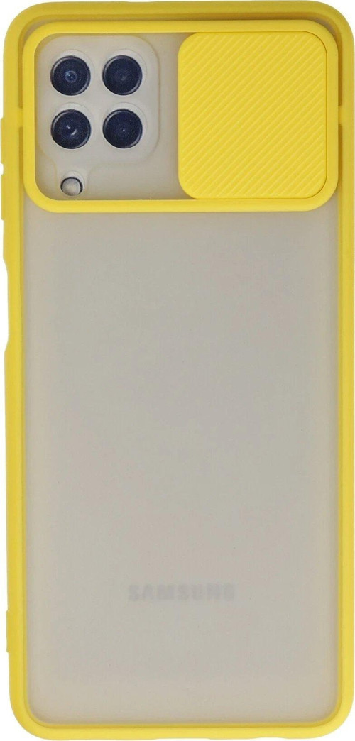 Galaxy A22 Kılıf Palm Buzlu Kamera Sürgülü Silikon - Sarı-(5796)
