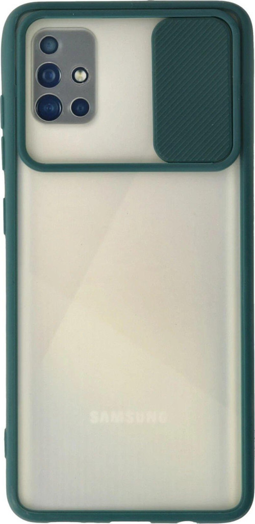 Galaxy A71 Kılıf Palm Buzlu Kamera Sürgülü Silikon - Yeşil-(5796)