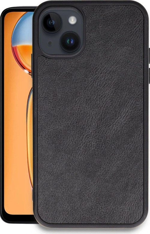 Iphone 14 Kılıf Aras Deri Kapak - Siyah-(5796)