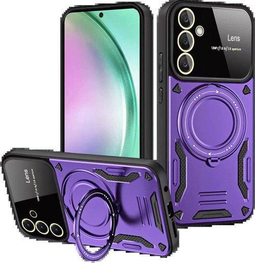 Galaxy S24 Fe Kılıf Joy Lens Standlı Kapak - Mor-(5796)