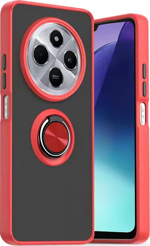 Redmi 14C Kılıf Montreal Yüzüklü Silikon Kapak - Kırmızı-(5796)
