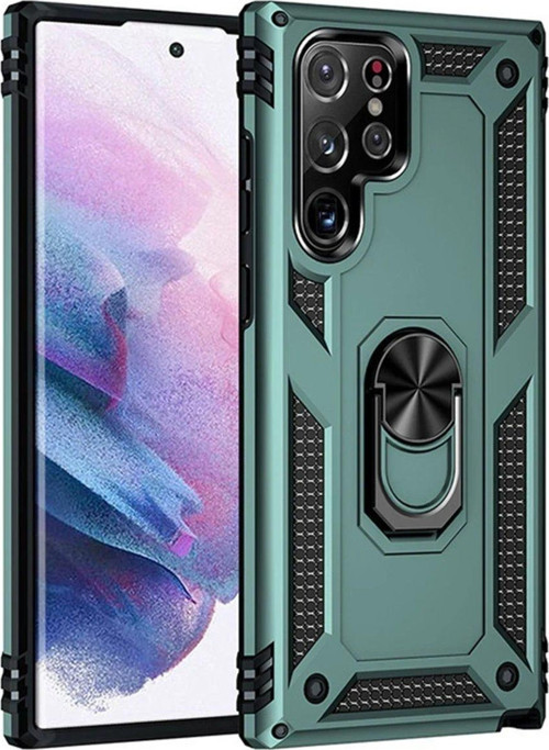 Galaxy S21 Kılıf Sofya Yüzüklü Silikon Kapak - Yeşil-(5796)