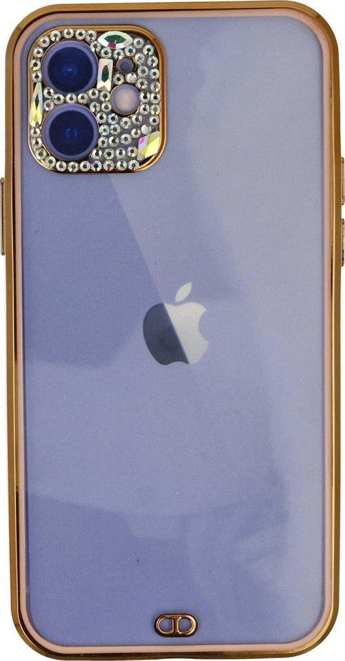 Iphone 12 Kılıf Liva Taşlı Silikon - Pembe-(5796)