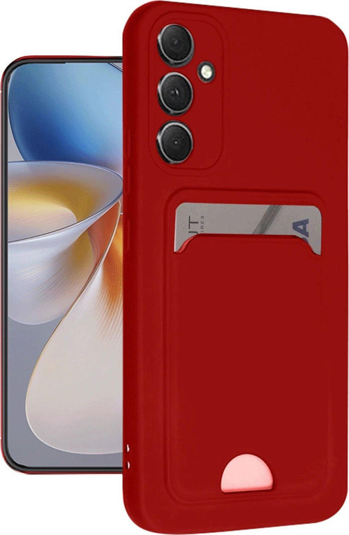 Galaxy S24 Fe Kılıf Kelvin Kartvizitli Silikon - Kırmızı-(5796)