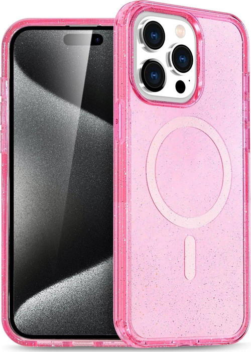 Iphone 14 Kılıf Star Magsafe Kapak - Pembe-(5796)
