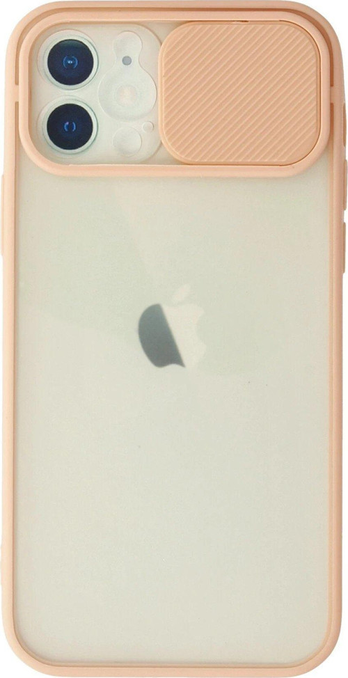 Iphone 12 Kılıf Palm Buzlu Kamera Sürgülü Silikon - Pembe-(5796)