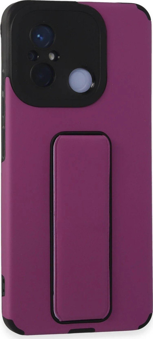 Redmi 12C Kılıf Mega Standlı Silikon - Mor-(5796)
